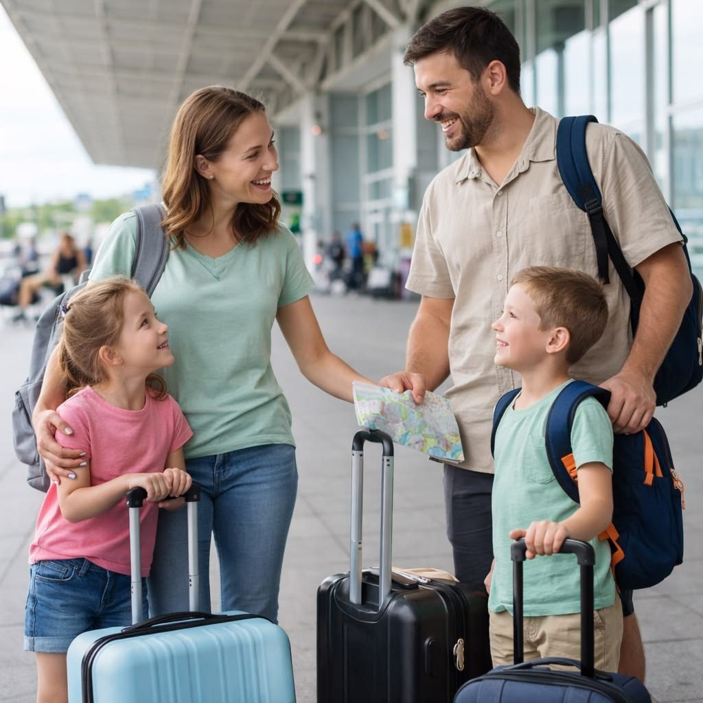 Family at airport